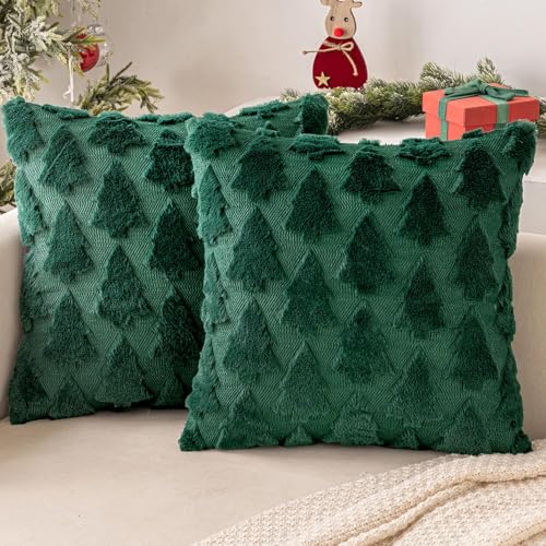 MIULEE Weihnachten Kissenbezug Weihnachtstag 2er Set Kurz Wolle und Samt Kissenbezüge Deko Luxuriöses Winter Zierkissenbezug für Sofa Schlafzimmer Wohnzimmer, Weihnachtsbaum, Dunkelgrün, 50x50cm MIULEE Weihnachten Kissenbezug Weihnachtstag 2er Set Kurz Wolle und Samt Kissenbezüge Deko Luxuriöses Winter Zierkissenbezug für Sofa Schlafzimmer Wohnzimmer, Weihnachtsbaum, Dunkelgrün, 50x50cm von MIULEE