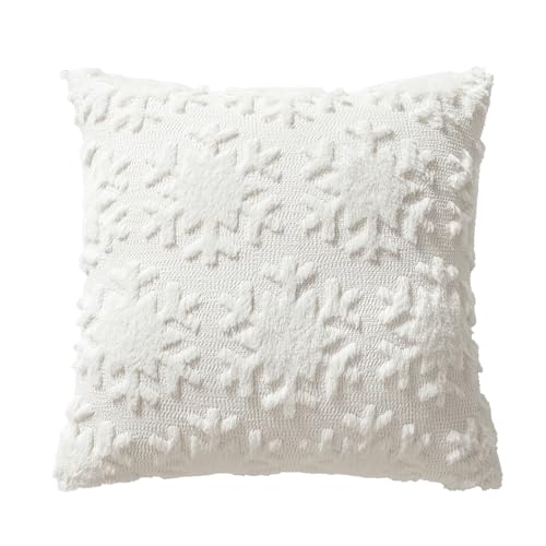 MIULEE Weihnachten Kissenbezug Weihnachtstag 2er Set Kurz Wolle und Samt Kissenbezüge Deko Runde Schneeflocken Luxuriöses Winter Zierkissenbezug für Sofa Schlafzimmer Wohnzimmer Beige, 40x40cm von MIULEE