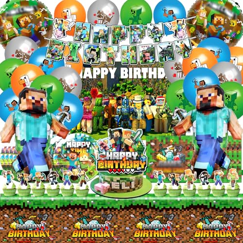 82pcs Minecr Geburtstag Deko, Kinder Geburtstagsdeko, Luftballons Minecr, Kuchen Spiel Dekoration, Kinder Party Geburtstag Dekoration Banner Tischdecke 82pcs Minecr Geburtstag Deko, Kinder Geburtstagsdeko, Luftballons Minecr, Kuchen Spiel Dekoration, Kinder Party Geburtstag Dekoration Banner Tischdecke von MIUNUO