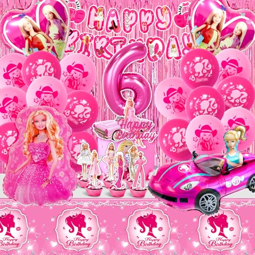 Barb 49-teiliges Geburtstag Deko Set für 6 Jahre - Party Ballon, Tortendeko, Luftballon Helium, Happy Birthday Banner, Tischdecke, Kuchen Deko für Mädchen Barb 49-teiliges Geburtstag Deko Set für 6 Jahre - Party Ballon, Tortendeko, Luftballon Helium, Happy Birthday Banner, Tischdecke, Kuchen Deko für Mädchen von MIUNUO