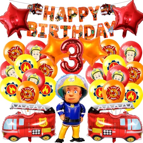 Feuerwehr Ballon, Feuerwehrmann Geburtstag Dekoration, Feuerwehrmann Folienballon, Feuerwehrmann Geburtstag Banner, Feuerwehrmann Geburtstagsdeko,für 3 Jahre Kinder Party Supplies von MIUNUO