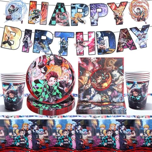 MIUNUO Party Geschirr, Geburtstag Partygeschir, Geburtstag Deko, Party Dekoration,Anime Partygeschirr Set mit Banner Tischdecken Teller Becher Serviette MIUNUO Party Geschirr, Geburtstag Partygeschir, Geburtstag Deko, Party Dekoration,Anime Partygeschirr Set mit Banner Tischdecken Teller Becher Serviette von MIUNUO