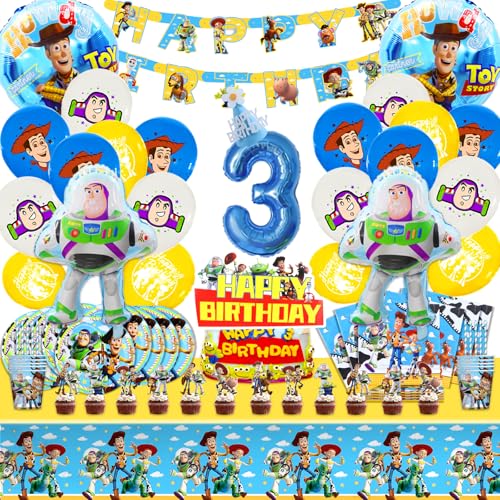 Partygeschirr, 101pcs Geburtstag Deko Set, 3 jahre Partygeschirr Set Luftballons, 3 jahre Dekoration Geburtstag Luftballons, Banner Tischdecke Teller Kuchendeckel etc Jungen und Mädchen Party Supplies Partygeschirr, 101pcs Geburtstag Deko Set, 3 jahre Partygeschirr Set Luftballons, 3 jahre Dekoration Geburtstag Luftballons, Banner Tischdecke Teller Kuchendeckel etc Jungen und Mädchen Party Supplies von MIUNUO