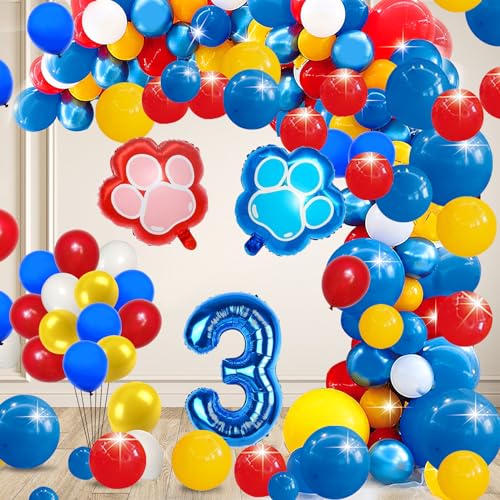 Pat Dog Luftballon Party Deko, Pat Dog Geburtstagsdeko Set 3 Jahre, Pat Dog Geburtstag Partydekoration, Mit ''HAPPY BIRTHDAY''-Hintergrund, Kindergeburtstag Dekoration Party von MIUNUO