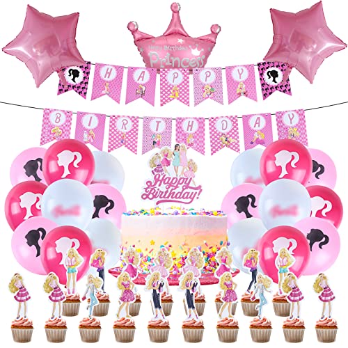Barbi-Prinzessin Deko Geburtstag, Barbi-Prinzessin Geburtstag Deko Set, Barbi Party Deko, Barbi Deko Geburtstag Mädchen, Barbi Tortendeko Ballon, Geburtstag Luftballon von MIUNUO