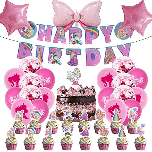 Barbi-Prinzessin Geburtstag Deko Set, Barbi-Prinzessin Deko Geburtstag , Barbi Party Deko, Barbi Deko Geburtstag Mädchen, Barbi Tortendeko Ballon, Geburtstag Luftballon von MIUNUO