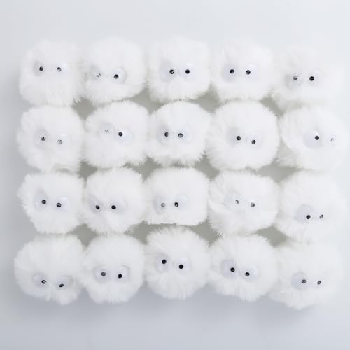 Miupoo Pompons mit Augen zum Basteln, Halloween-Kostüm, Pompons, Dekorationen, Basteln, Pompons mit Kulleraugen, flauschige Pompom-Bälle mit elastischer Schlaufe, 20 Stück, 5 cm, Weiß Miupoo Pompons mit Augen zum Basteln, Halloween-Kostüm, Pompons, Dekorationen, Basteln, Pompons mit Kulleraugen, flauschige Pompom-Bälle mit elastischer Schlaufe, 20 Stück, 5 cm, Weiß von MIUPOO
