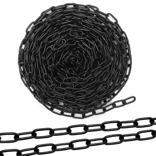 10m Stahlkette aus Kohlenstoffstahl, 3mm Starke Stahlkette, Schwarz Gliederkette Verlängerungskette, Rostfrei Ketten Sicherungskette, Kette Hängesessel, Absperrketten, Lampenkette, Ankerkette von MIUUIPI