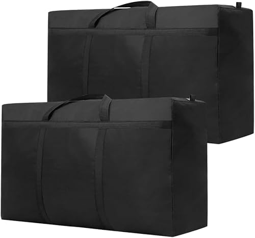 2 Stück 180L Extra Große Aufbewahrungstasche, Heavy-Duty Oxford Umzugstaschen mit Verstärkten Griffen, Wasserdicht Reisetasche, Tragetasche für Umzug Bettwäsche Kleidung Decken (100 x 58 x 28CM) von MIUUIPI
