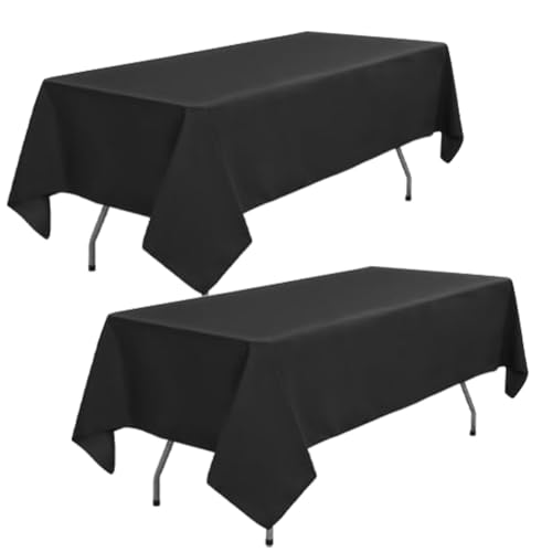 2 Stück Biertisch Tischdecke, Universal für 50cm u.70cm Biertische, Tischdecke Bierzeltgarnitur,Waschbar Biertischdecke für Partys, Veranstaltungen, Hochzeiten und Restaurants, 100x250cm (Schwarz) von MIUUIPI