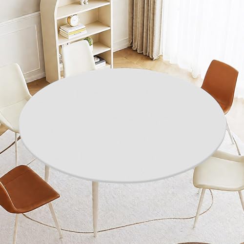 Tischdecke Abwaschbar Rund 110cm, Elastisch Tischdecke, Garten tischdecke mit Gummizug, Outdoor 3D-Druck Tischdecken Ideal für 90cm-110cm (Beige) von MIUUIPI