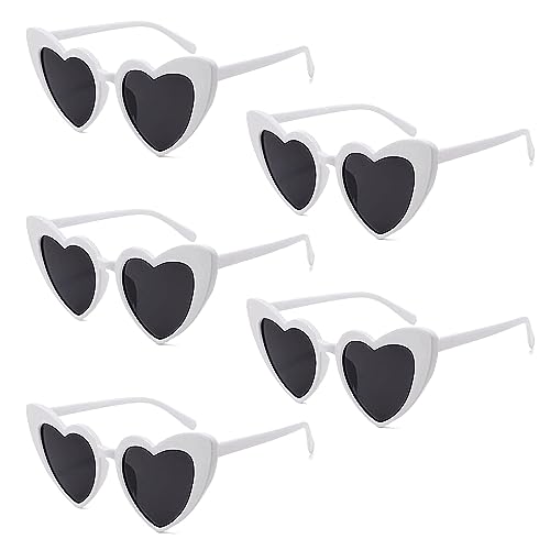 MIVAIUN 5 Stück Herz Sonnenbrille, Retro Herz Sonnenbrille, Vintage Katzenauge Sonnenbrille, Partybrille Hippie Brille, Aesthetic Heart Glasses, UV400, für Bar, Karneval, Party, Hochzeit MIVAIUN 5 Stück Herz Sonnenbrille, Retro Herz Sonnenbrille, Vintage Katzenauge Sonnenbrille, Partybrille Hippie Brille, Aesthetic Heart Glasses, UV400, für Bar, Karneval, Party, Hochzeit von MIVAIUN