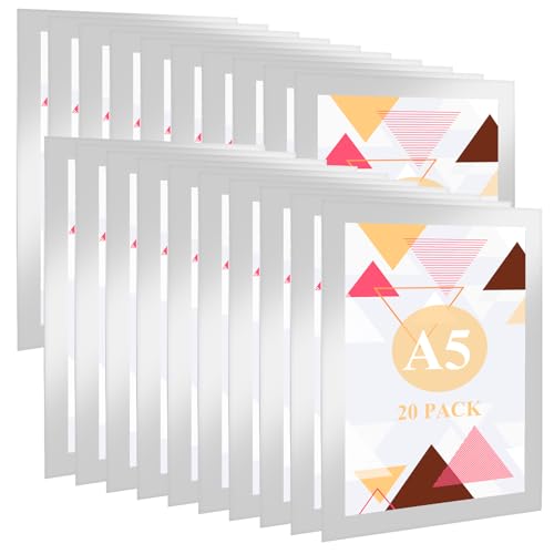 MIVIDE 20 Stück Magnetrahmen A5 Info-Rahmen Selbstklebend mit Magnetverschluss, Magnetrahmen A5, Diamond Painting Rahmen, Selbstklebender Magnetischer Rahmen für Dokumente, Fotos, Poster (Schwarz) von MIVIDE