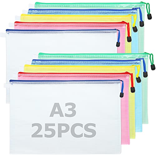 MIVIDE 25 Stück Dokumententasche A3, Dokumentenmappe Reißverschluss Wasserdicht, 5 Farben Dokumententasche Reißverschluss a3 für Dokumente, Quittung, Papier, Schreibwaren (44 x 31.5cm) MIVIDE 25 Stück Dokumententasche A3, Dokumentenmappe Reißverschluss Wasserdicht, 5 Farben Dokumententasche Reißverschluss a3 für Dokumente, Quittung, Papier, Schreibwaren (44 x 31.5cm) von MIVIDE