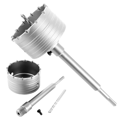 MIVIDE Bohrkrone 100 mm, Bohrkrone Set mit 220mm SDS plus verlängerung und Zentrierbohrer, Kernbohrer 100mm Ziegel, Bohrkrone Steckdose Beton für Mauerwerk Natursteine Sandsteine Kunststeine MIVIDE Bohrkrone 100 mm, Bohrkrone Set mit 220mm SDS plus verlängerung und Zentrierbohrer, Kernbohrer 100mm Ziegel, Bohrkrone Steckdose Beton für Mauerwerk Natursteine Sandsteine Kunststeine von MIVIDE
