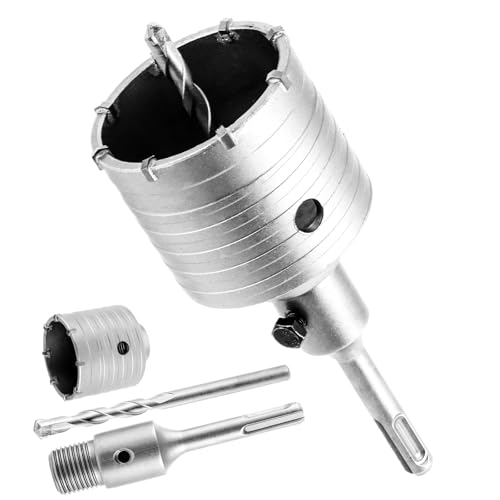 MIVIDE Bohrkrone 68 mm, Bohrkrone Set mit SDS plus Adapter 110mm, Bohrkrone 68mm SDS Bohrkrone Steckdose mit Hartmetall-Zentrierbohrer und SDS-Plus-Schaft für Natursteine Sandsteine Kunststeine Marmor von MIVIDE