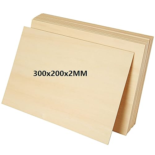 MIVIDE Lindenholz-Sperrholzplatten, 2 mm, 300 x 200 x 2 mm, A4, Lindenholzplatten, unlackiertes Holzbrett für Laserprojekte, Kunst und Handwerk, Holzgravur, 20 Stück MIVIDE Lindenholz-Sperrholzplatten, 2 mm, 300 x 200 x 2 mm, A4, Lindenholzplatten, unlackiertes Holzbrett für Laserprojekte, Kunst und Handwerk, Holzgravur, 20 Stück von MIVIDE