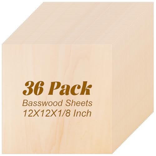 MIVIDE Lindenholzplatten, 3,5 x 30,5 x 0,3 cm, 30,5 x 30,5 cm, 3 mm Lindenholz zum Laserschneiden, Sperrholzplatte, unlackiertes Holz für Bastelarbeiten, Ornamente und Modelle, Gravur, Zeichnen, 36 MIVIDE Lindenholzplatten, 3,5 x 30,5 x 0,3 cm, 30,5 x 30,5 cm, 3 mm Lindenholz zum Laserschneiden, Sperrholzplatte, unlackiertes Holz für Bastelarbeiten, Ornamente und Modelle, Gravur, Zeichnen, 36 von MIVIDE