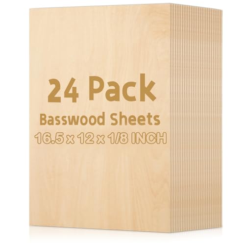 MIVIDE Lindenholzplatten, 3 mm Lindenholz zum Laserschneiden, Sperrholzplatte, unlackiertes Holz, für Bastelarbeiten, Ornamente, Modelle, Gravur, Zeichnen, 16 Stück von MIVIDE