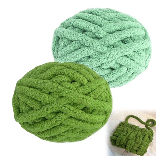 2 Stück Dicke Wolle 500g/25m Armstricken Wolle XXL Chunky Wolle Flauschig Dickes Garn Stricken Weiches Wollgarn Schlauchgarn Handstrickgarn Chunky für Taschen, Decken, Tasche,DIY-Kunsthandwerk (Grün) 2 Stück Dicke Wolle 500g/25m Armstricken Wolle XXL Chunky Wolle Flauschig Dickes Garn Stricken Weiches Wollgarn Schlauchgarn Handstrickgarn Chunky für Taschen, Decken, Tasche,DIY-Kunsthandwerk (Grün) von MIYUANGKJ