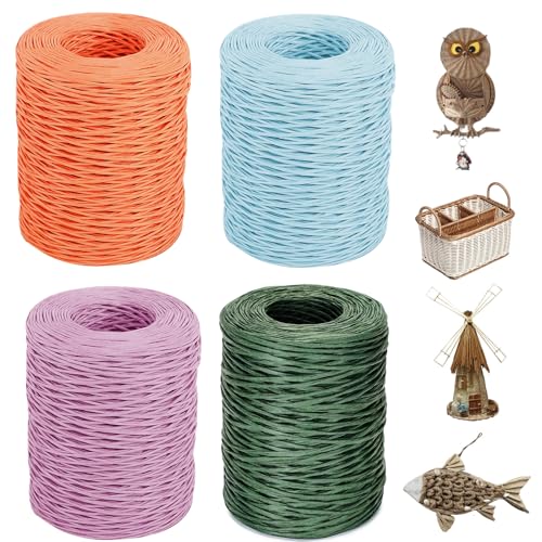 4x50m Papierdraht Natur Eisendraht Papierkordel zum Basteln 2mm Blumendraht Dekodraht Papierwickeldraht Für Blumensträuße Verpackung, Hochzeiten Weihnachten Geschenk Dekoration und DIY (2) von MIYUANGKJ