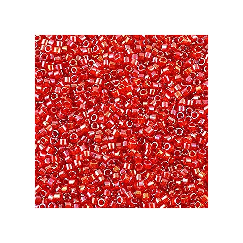 5 g Miyuki Delica 11/0, rot, innen gefärbt rot ab 1,6 mm (Red Inside Dyed Red AB) von Miyuki Art Flower
