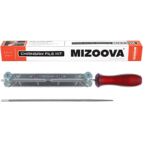 MIZOOVA - Kettensägenschärfdateien mit 4,8 mm (3/16) Rundfeilen, Feilenhalter und Hartholzgriff von MIZOOVA