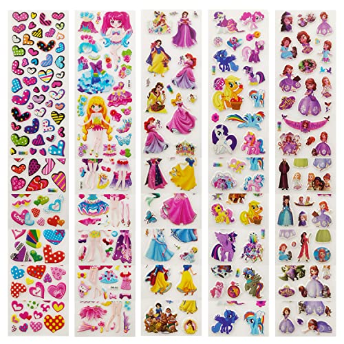 3D Aufkleber für Kinder & Kleinkinder, 550+ Geschwollen Stickers, Little Pony, Princess, Love 3D Sticker für Gepäck Laptop Aufkleber, Geeignet für Erwachsene Kinder(30 Bogen) von MIZT