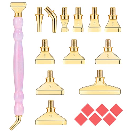 MJARTORIA 5D Diamond Painting Zubehör Diamond Painting Stift Set, Glitzer Ergonomischer Drill Pen mit Gewinde Metall Ersatz Stiftköpfen Kleber für Mosaikherstellung Nagelkunst(20er Rosa Gold) von MJARTORIA