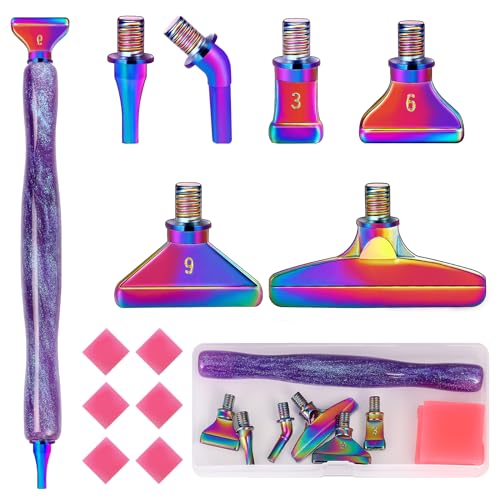 MJARTORIA 5D Diamond Painting Zubehör Diamond Painting Stift Set 14PCS, Glizter Drill Pen mit Gewinde Metall Ersatz Stiftköpfen Kleber für Mosaikherstellung Nagelkunst von MJARTORIA