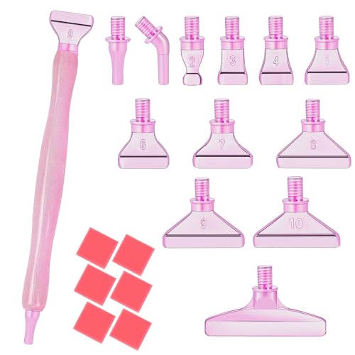 MJARTORIA 5D Diamond Painting Zubehör Diamond Painting Stift Set 20PCS, Drill Pen mit Gewinde Metall Ersatz Stiftköpfen Kleber für Mosaikherstellung Nagelkunst(Rosa Rosa) von MJARTORIA