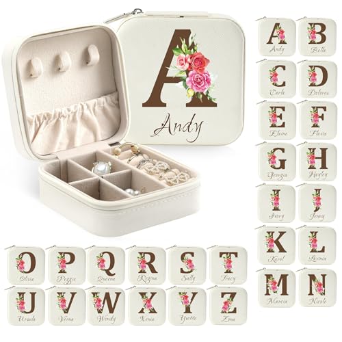 MJARTORIA Personalisiert Schmuckkästchen Klein Mädchen Kinder Reise, Schmuckkasten mit Name Buchstaben für Ohrringe Kette Ringe, Schmuckschatulle Damen Geschenke Muttertag Weihnachten MJARTORIA Personalisiert Schmuckkästchen Klein Mädchen Kinder Reise, Schmuckkasten mit Name Buchstaben für Ohrringe Kette Ringe, Schmuckschatulle Damen Geschenke Muttertag Weihnachten von MJARTORIA
