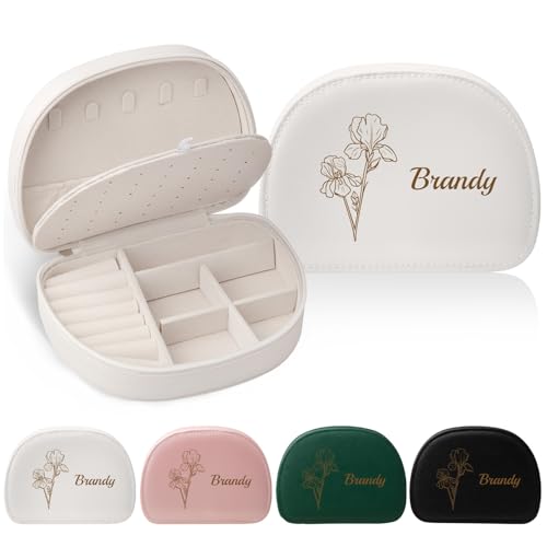MJARTORIA Personalisiert Schmuckkästchen Klein Reise für Mädchen Damen, Schmuckschatulle Schmuckaufbewahrung mit Name Geburtstagsblume Initiale A bis Z für Ohrringe Kette Ringe Armband MJARTORIA Personalisiert Schmuckkästchen Klein Reise für Mädchen Damen, Schmuckschatulle Schmuckaufbewahrung mit Name Geburtstagsblume Initiale A bis Z für Ohrringe Kette Ringe Armband von MJARTORIA