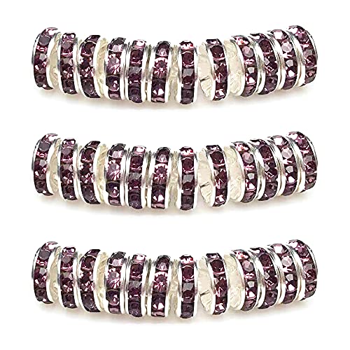 MJDCB 10mm 100 Stücke Rondelle Perlen Schmuckperlen Strass Zwischenperlen für Schmuck Machen Armbänder Halskette (Violett) von MJDCB