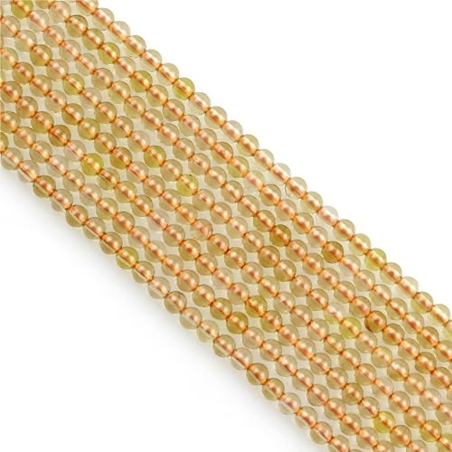 MJDCB 160 stück Natürlichen Kleinen Stein Perlen 2mm Citrin Runde Glatte Lose Edelstein Perle für Schmuck Machen Armbänder Ohrringe Halsketten Zubehör von MJDCB