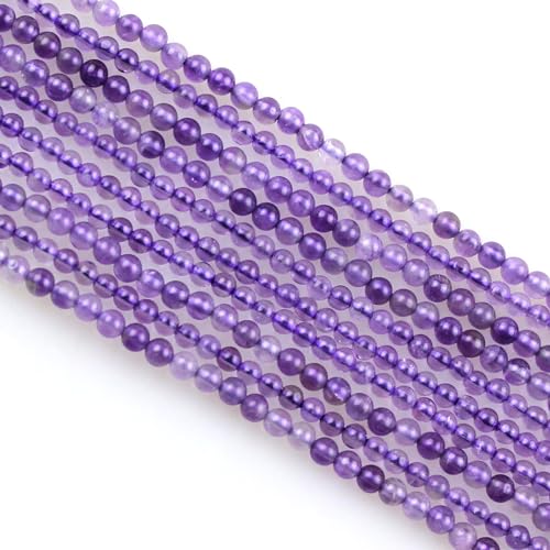 MJDCB 320 stück Natürlichen Kleinen Stein Perlen 2mm Amethyst Runde Glatte Lose Edelstein Perle für Schmuck Machen Armbänder Ohrringe Halsketten Zubehör von MJDCB