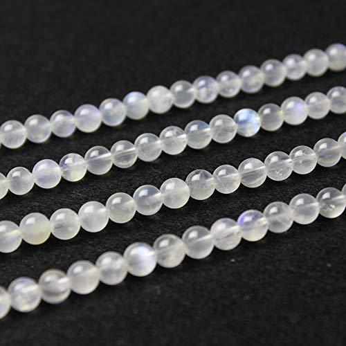 MJDCB 4 mm natürliche blaue Mondstein-Perlen, Chakra-Perlenstrang, runde Edelsteine, lose Perlen, Energieheilperlen für die Schmuckherstellung von MJDCB