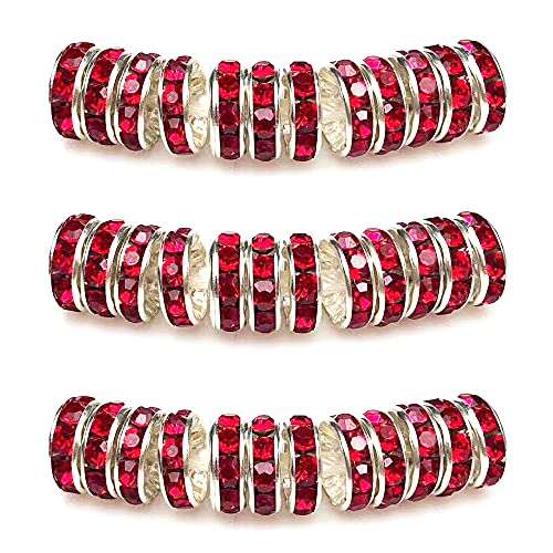 MJDCB 4mm 100 Stücke Rondelle Perlen Schmuckperlen Strass Zwischenperlen für Schmuck Machen Armbänder Halskette (Rot) von MJDCB