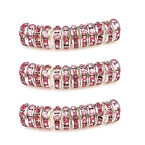 MJDCB 8mm 100 Stücke Rondelle Perlen Schmuckperlen Strass Zwischenperlen für Schmuck Machen Armbänder Halskette (Rosa) von MJDCB