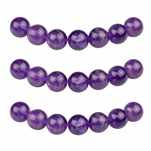 MJDCB Perlen zum Auffädeln 10mm 35 stück Amethyst Halbedelsteine Perlen mit Loch Natürliche Lose Runde Steinperlen für Herstellung Schmuck Armbänder Halsketten von MJDCB