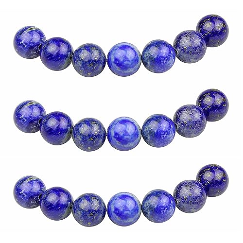 MJDCB Perlen zum Auffädeln 10mm 35 stück Lapislazuli Halbedelsteine Perlen mit Loch Natürliche Lose Runde Steinperlen für Herstellung Schmuck Armbänder Halsketten von MJDCB