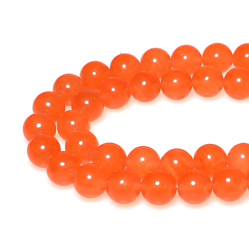 MJDCB Perlen zum Auffädeln 10mm 35 stück Orange Jade Halbedelsteine Perlen mit Loch Lose Runde Steinperlen für Herstellung Schmuck Armbänder Halsketten von MJDCB