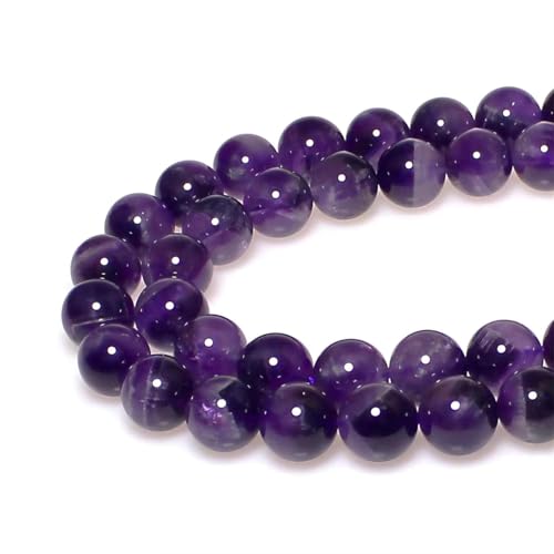 MJDCB Perlen zum Auffädeln 10mm 35 stück Zweifarbiger Amethyst Halbedelsteine Perlen mit Loch Natürliche Lose Runde Steinperlen für Herstellung Schmuck Armbänder Halsketten von MJDCB