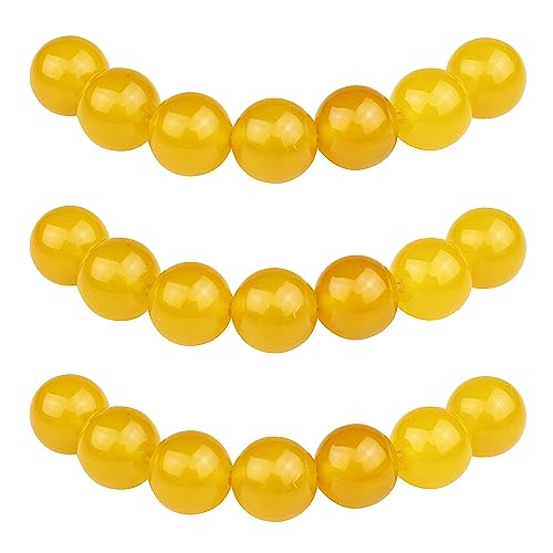 MJDCB Perlen zum Auffädeln 12mm 30 stück Gelber Achat Halbedelsteine Perlen mit Loch Natürliche Lose Runde Steinperlen für Herstellung Schmuck Armbänder Halsketten von MJDCB