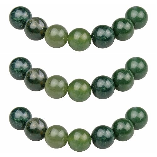 MJDCB Perlen zum Auffädeln 12mm 30 stück Grün Moosachat Halbedelsteine Perlen mit Loch Natürliche Lose Runde Steinperlen für Herstellung Schmuck Armbänder Halsketten von MJDCB
