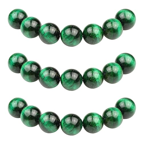 MJDCB Perlen zum Auffädeln 12mm 30 stück Grünes Tigerauge Halbedelsteine Perlen mit Loch Natürliche Lose Runde Steinperlen für Herstellung Schmuck Armbänder Halsketten von MJDCB