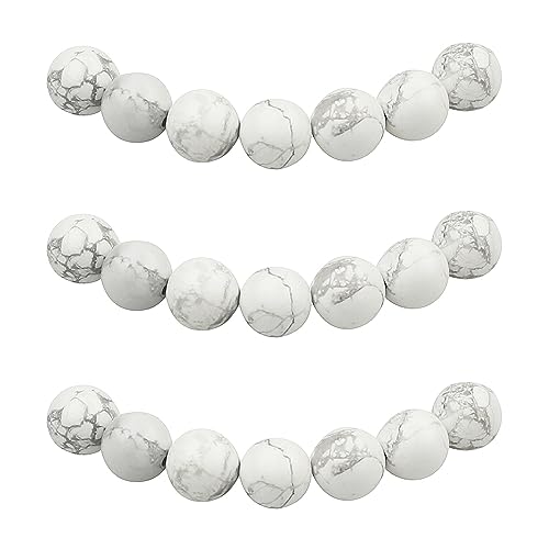 MJDCB Perlen zum Auffädeln 12mm 30 stück Howlith Halbedelsteine Perlen mit Loch Natürliche Lose Runde Steinperlen für Herstellung Schmuck Armbänder Halsketten von MJDCB