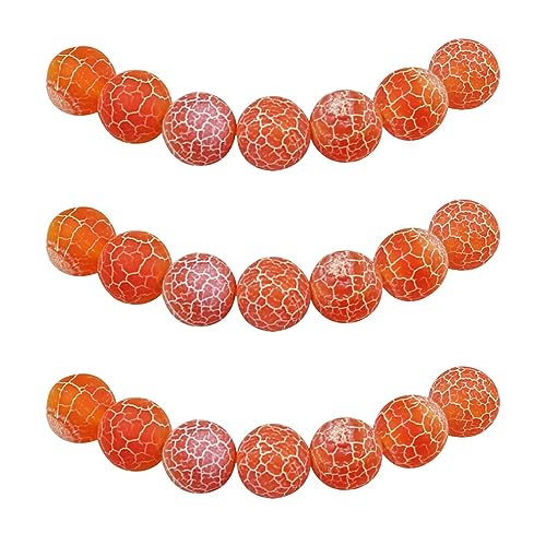 MJDCB Perlen zum Auffädeln 12mm 30 stück Orange Drachenader Achat Halbedelsteine Perlen mit Loch Natürliche Lose Runde Steinperlen für Herstellung Schmuck Armbänder Halsketten von MJDCB