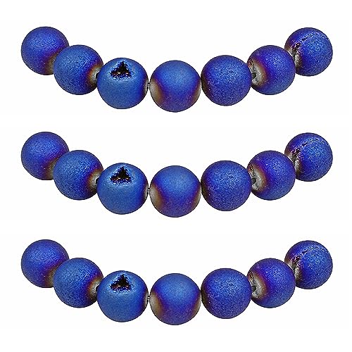 MJDCB Perlen zum Auffädeln 6mm 60 stück Blau Géoden Achat Halbedelsteine Perlen mit Loch Natürliche Lose Runde Steinperlen für Herstellung Schmuck Armbänder Halsketten von MJDCB