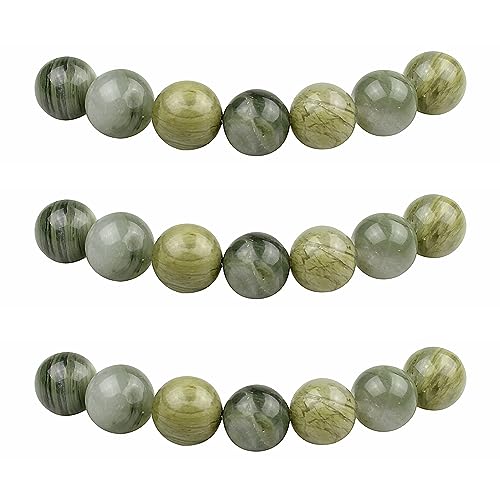 MJDCB Perlen zum Auffädeln 6mm 60 stück Grasgrün Jade Halbedelsteine Perlen mit Loch Natürliche Lose Runde Steinperlen für Herstellung Schmuck Armbänder Halsketten von MJDCB